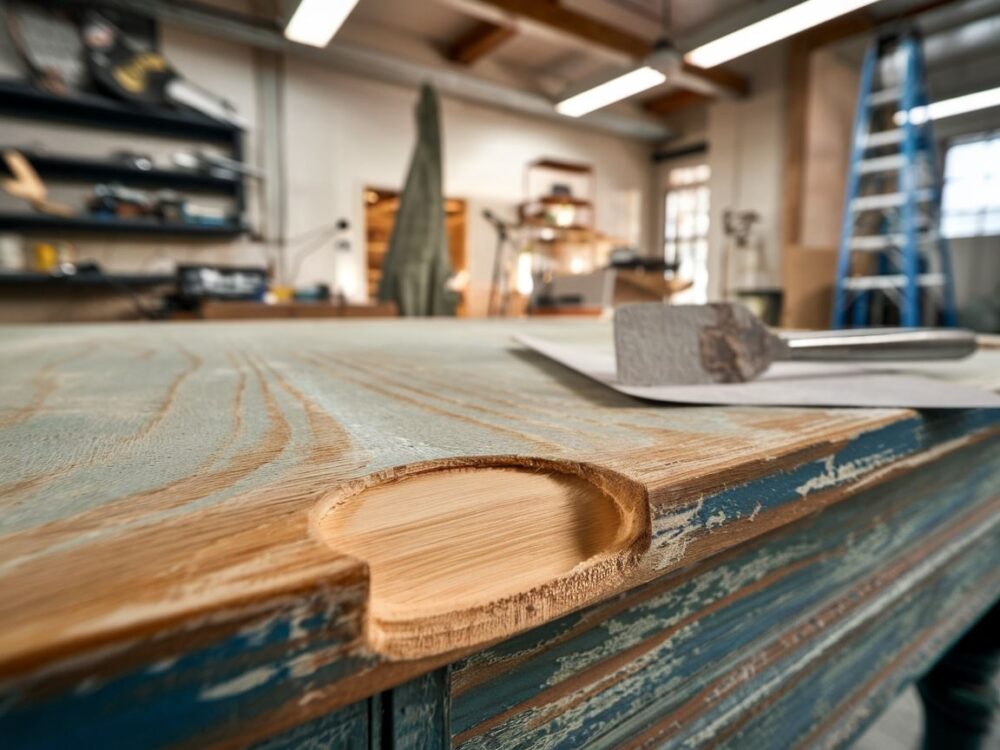 0Detale procesu renowacji drewnianego mebla