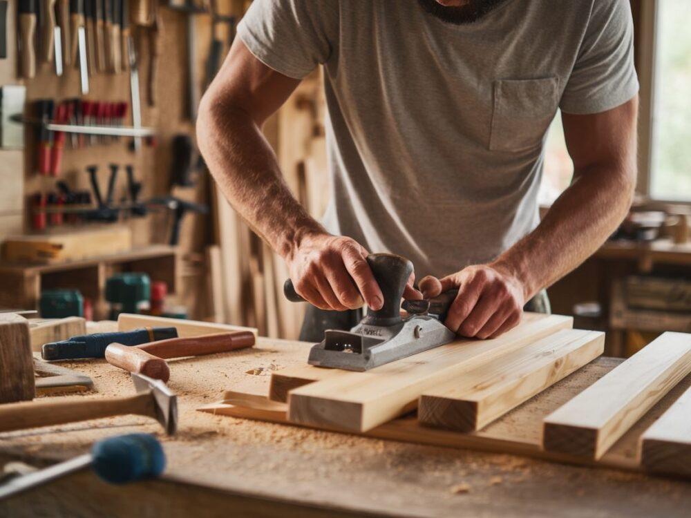 0Powierzchnia drewnianej deski po procesie heblowania