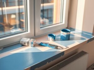 Szczegóły pracy nad odświeżeniem starego parapetu