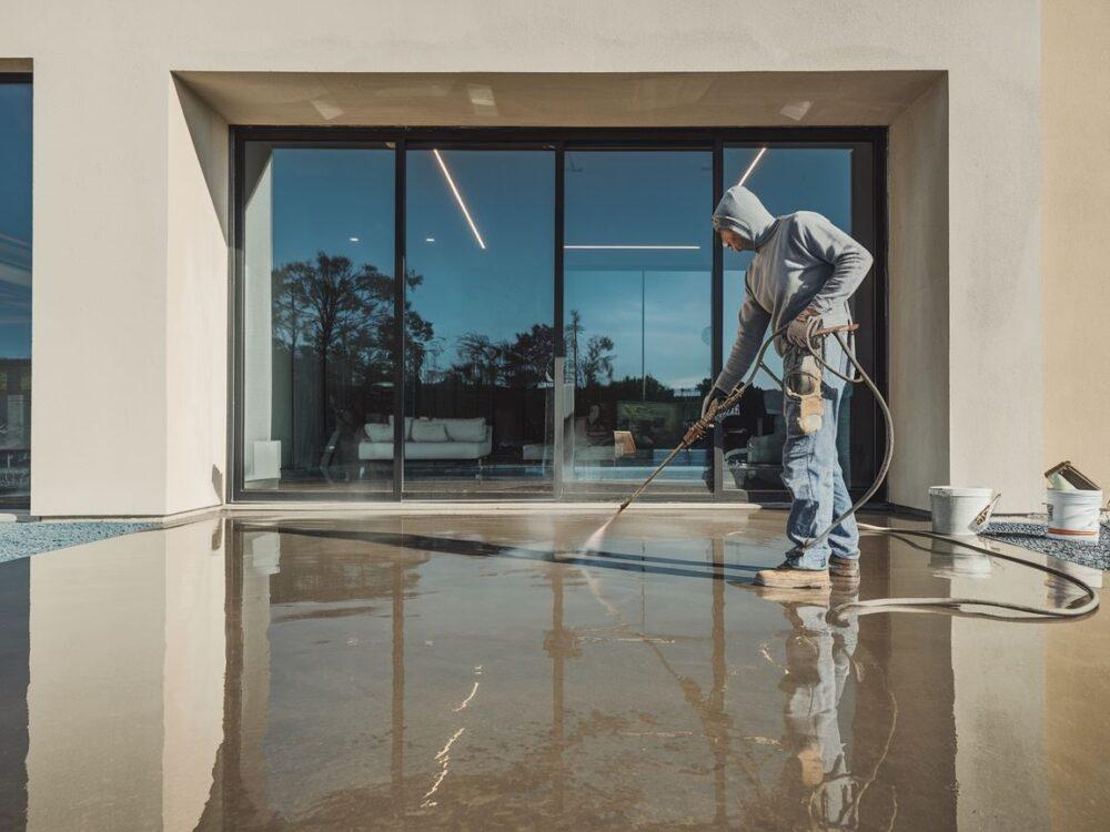 Betonowy taras po zastosowaniu środka hydrofobowego