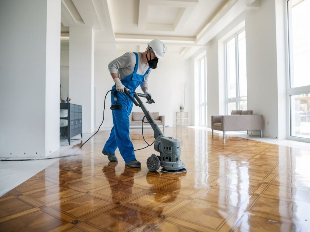 Cyklinowanie parkietu za pomocą profesjonalnej cykliniarki