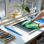 Czyszczenie siatki przeciw owadom na oknie