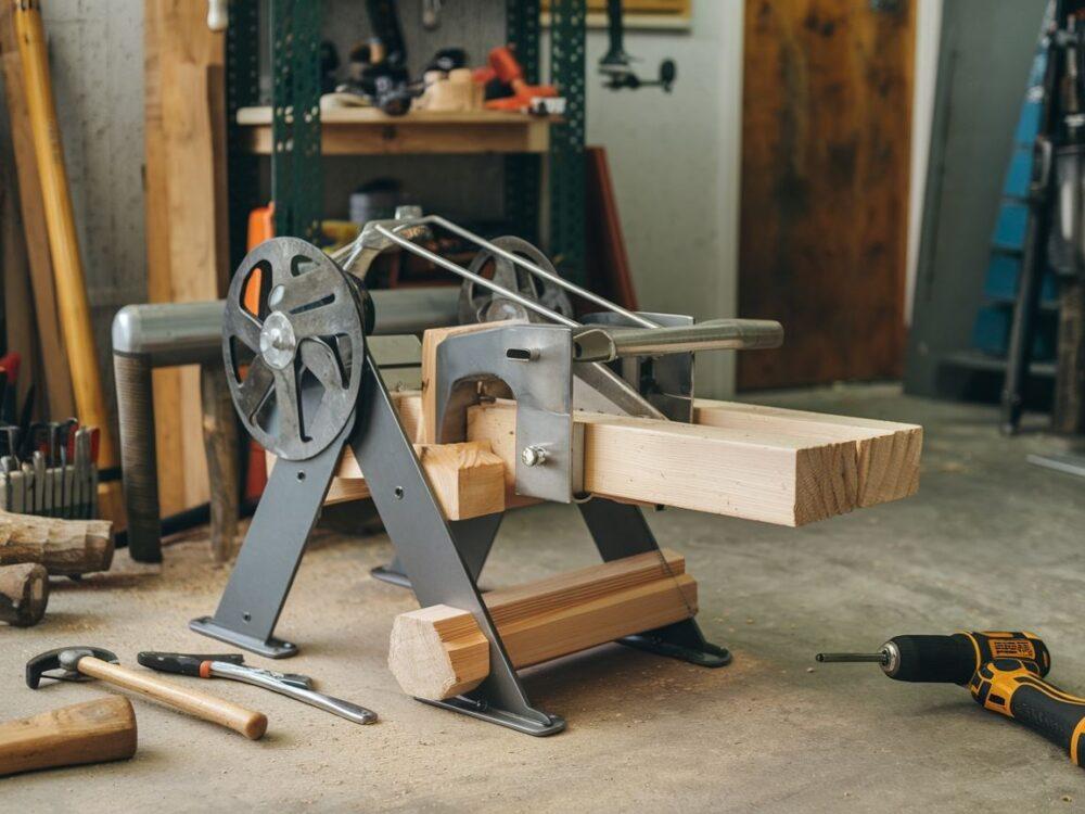 Domowa łuparka do drewna z solidną stalową ramą