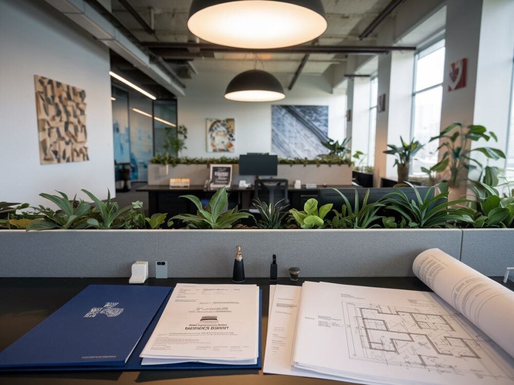 Formularz pozwolenia na budowę na stole