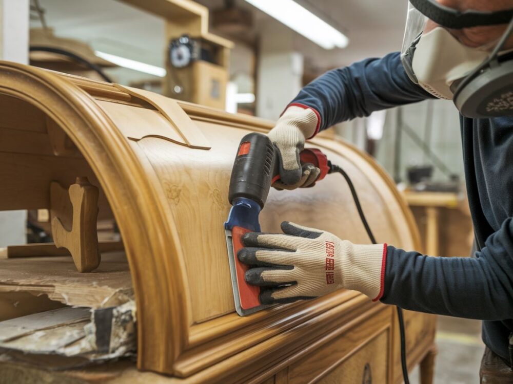 Gorące żelazko nałożone na wilgotny ręcznik podczas usuwania forniru