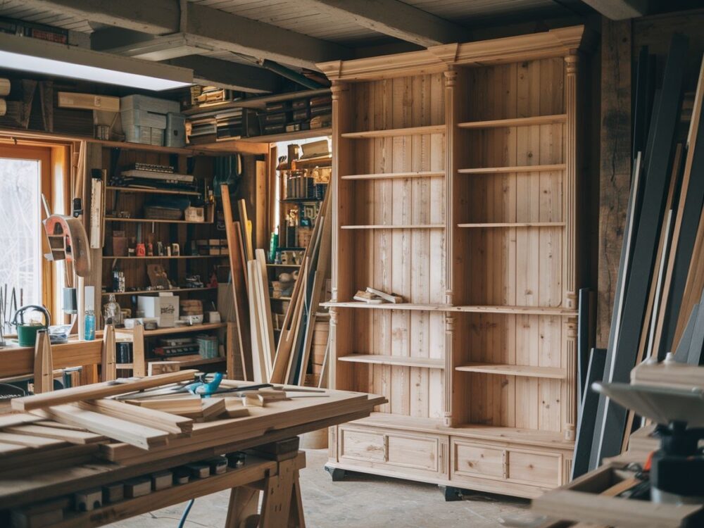 Gotowy regał z desek w rustykalnym stylu