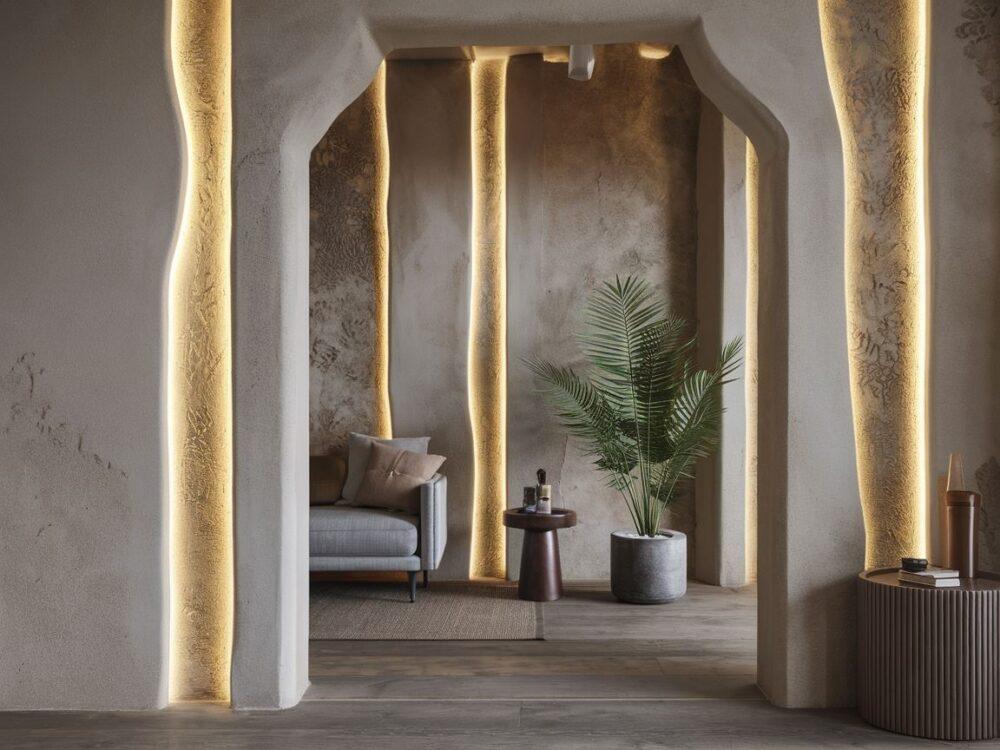 Inspiracja na dekorację nierównych ścian w salonie