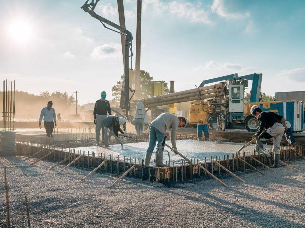 Maszyny budowlane używane do wylewania fundamentów