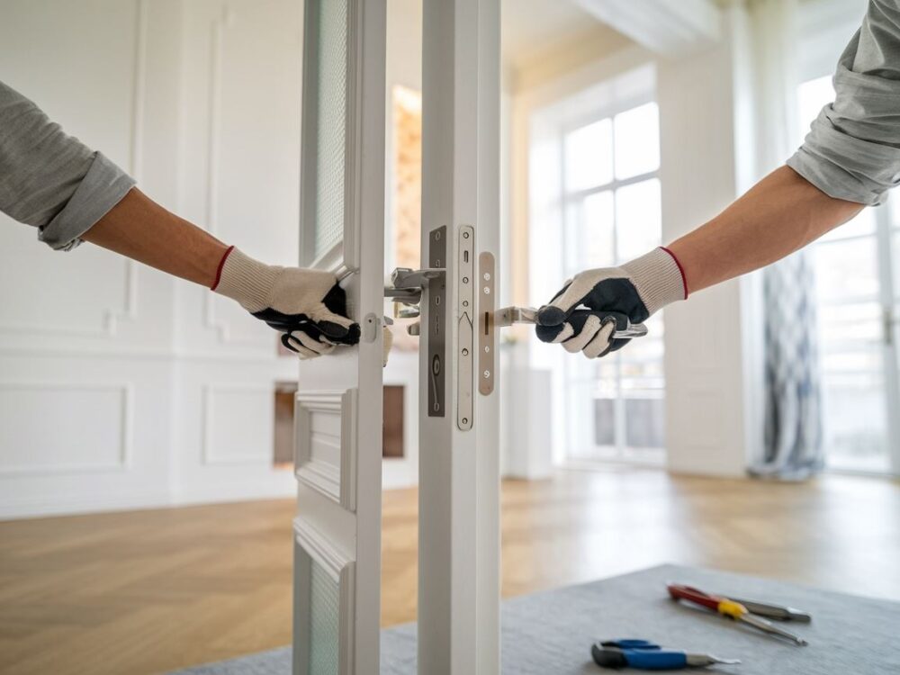 Naprawa drzwi z użyciem narzędzi stolarskich