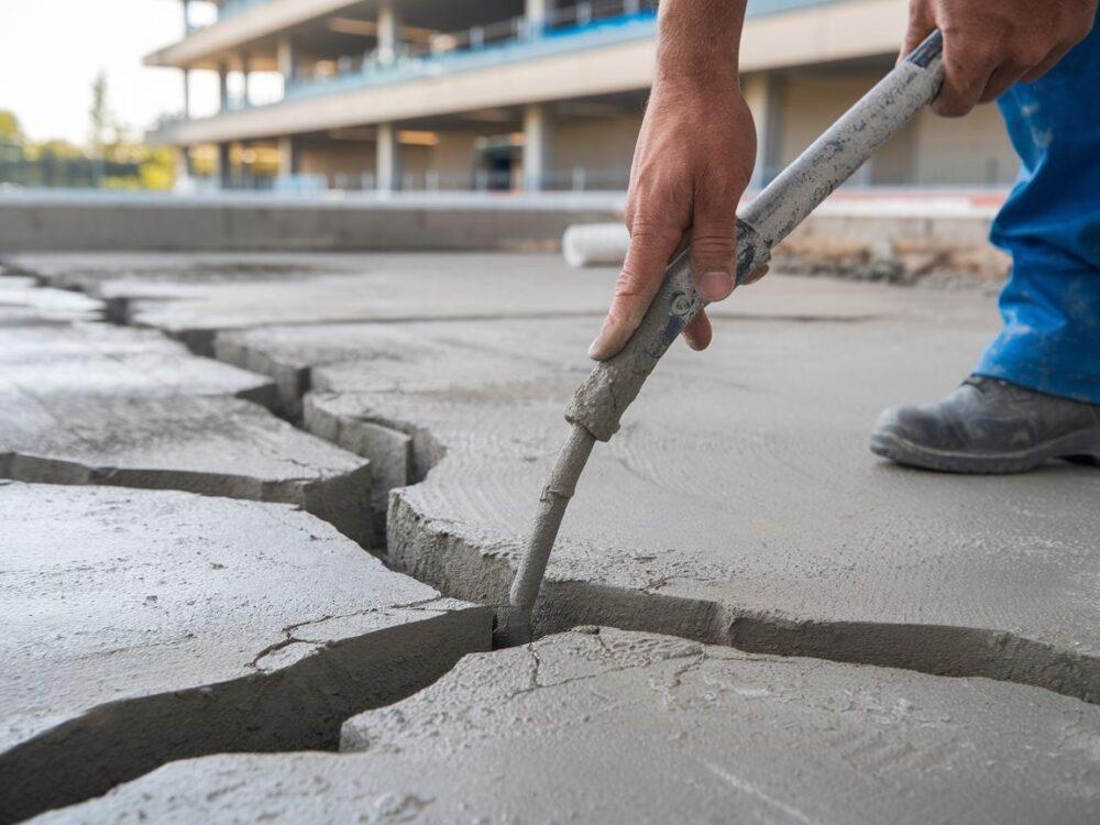 Naprawa pęknięć w betonie na podwórku