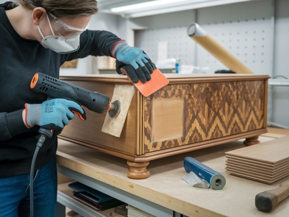 Narzędzia potrzebne do usunięcia forniru z mebli