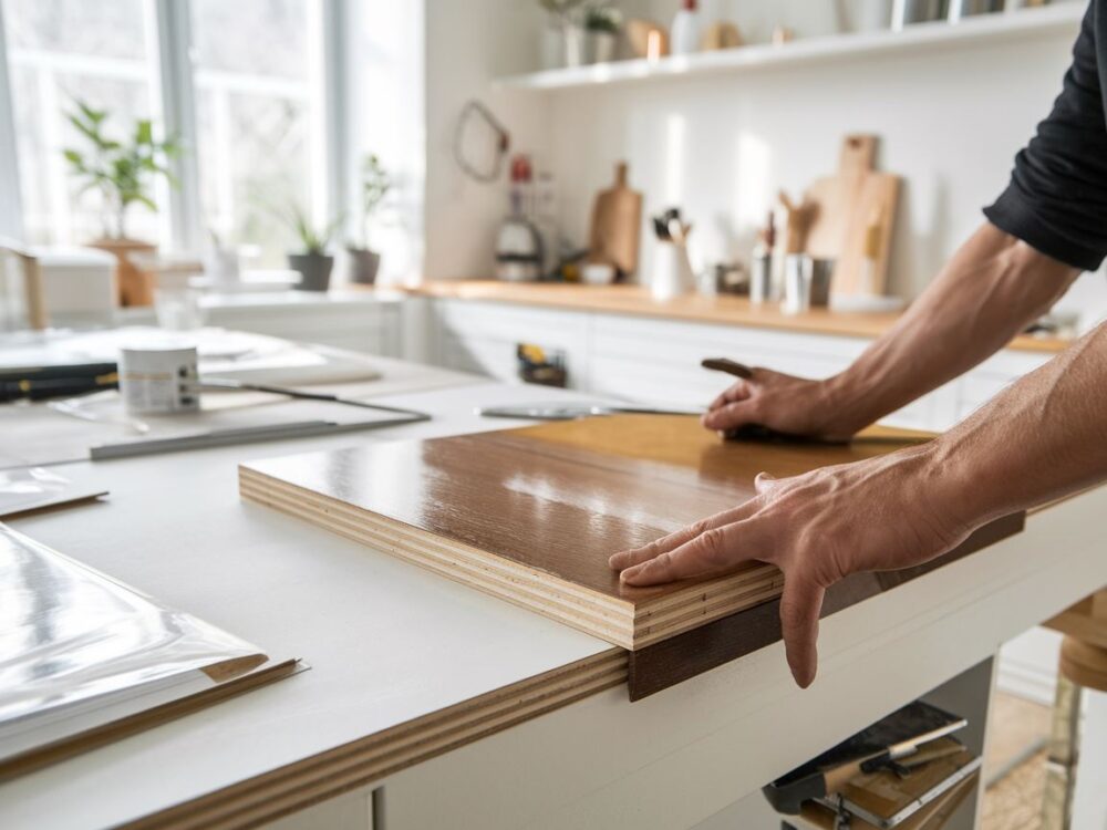 Nowoczesna kuchnia z odnowionymi szafkami