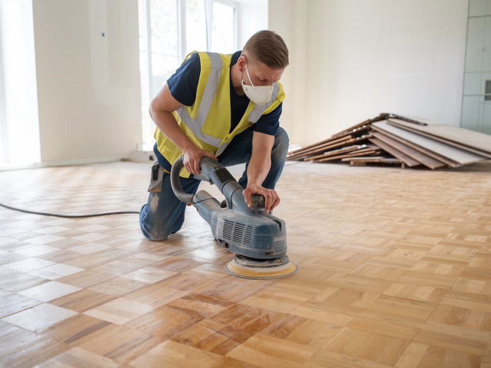 Oczyszczona i polerowana powierzchnia parkietu