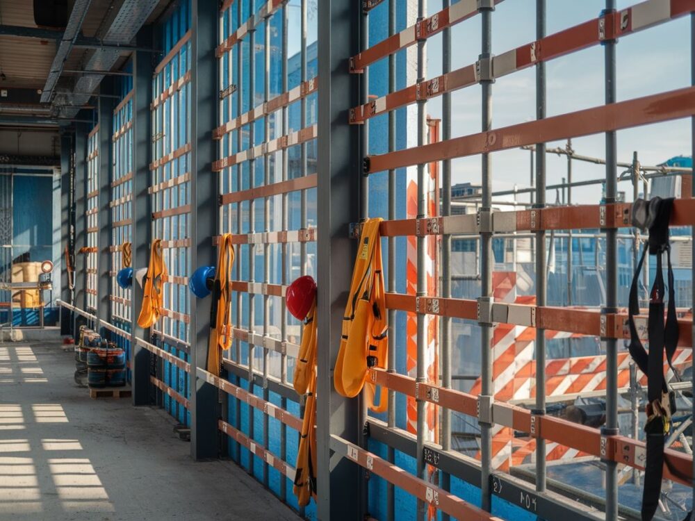 Okno chronione przed uszkodzeniami na budowie