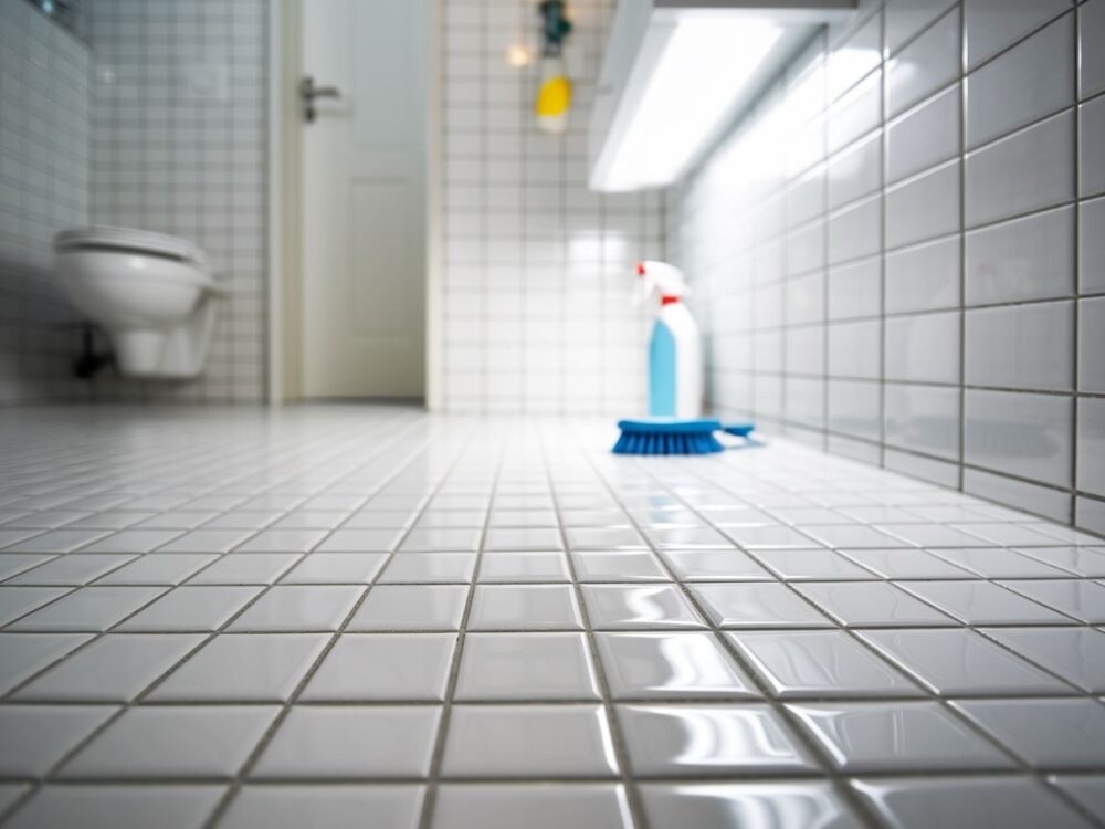 Porównanie brudnych i czystych fug na kafelkach