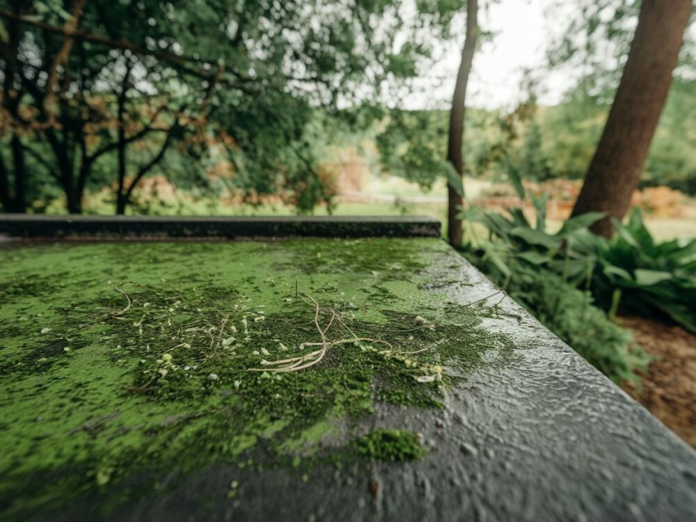 Proces czyszczenia betonowej ścieżki z mchu