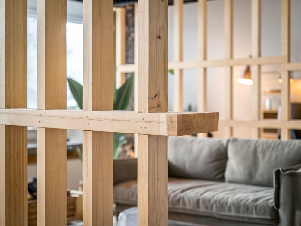 Proces tworzenia drewnianej ścianki działowej w domowym warsztacie