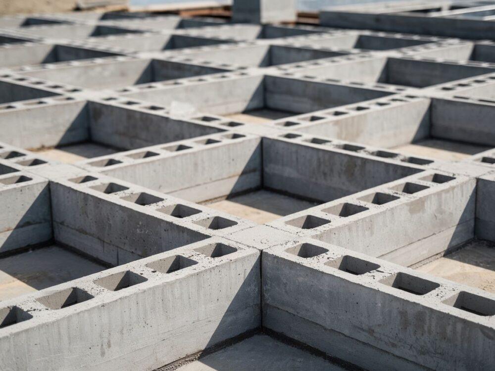 Proces układania bloczków na fundament domu