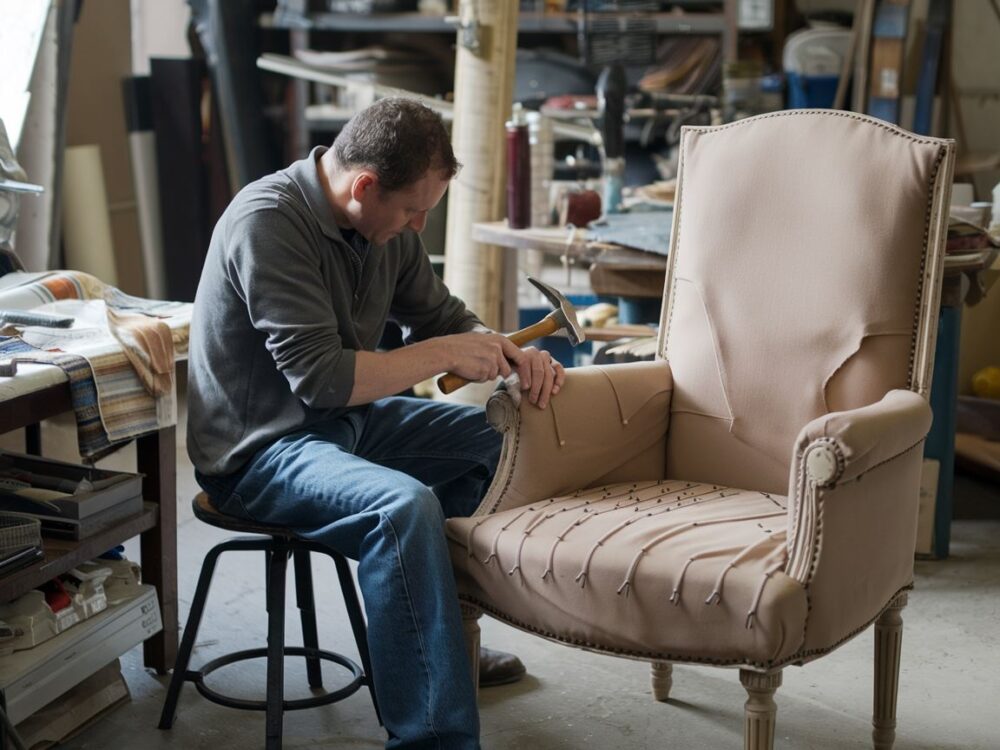 Proces wymiany tapicerki na krześle