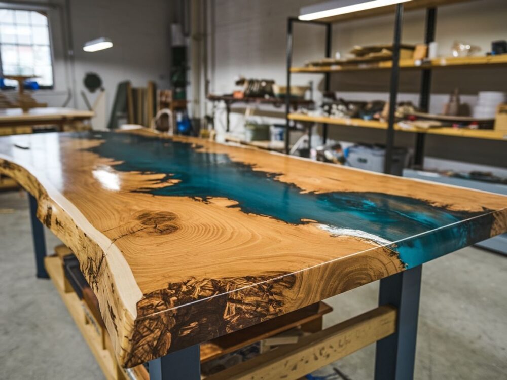 Ręcznie wykonany stół rzeczny z oflisem
