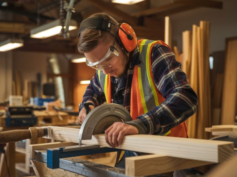 Stolarz przygotowujący materiały do montażu mebli