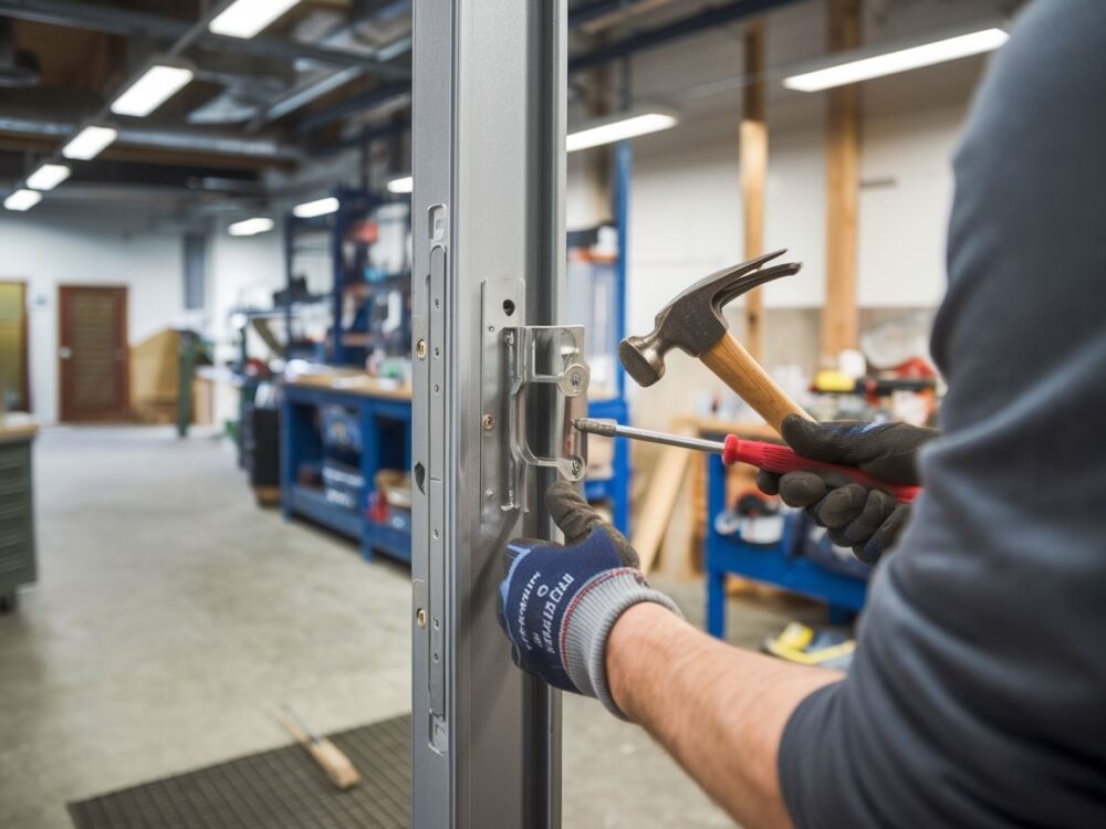 Użycie narzędzi do precyzyjnego montażu zawiasów w metalu