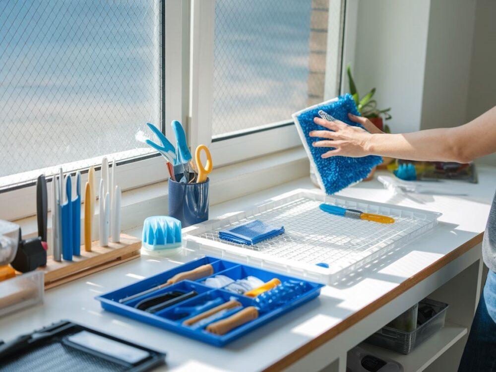 Użycie wody z mydłem do mycia moskitiery okiennej