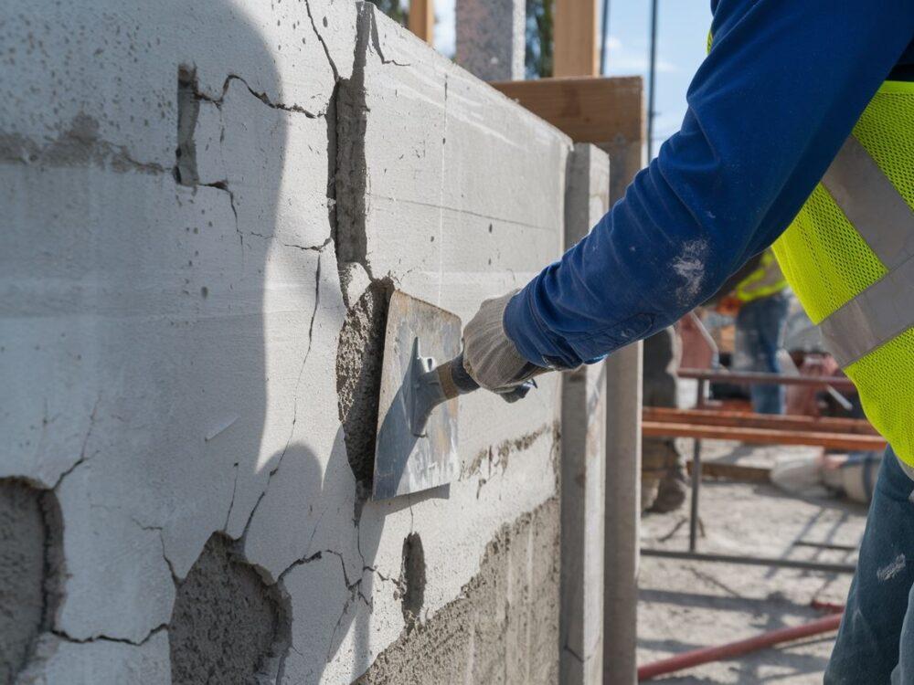 Wypełnianie dziur w betonowej nawierzchni