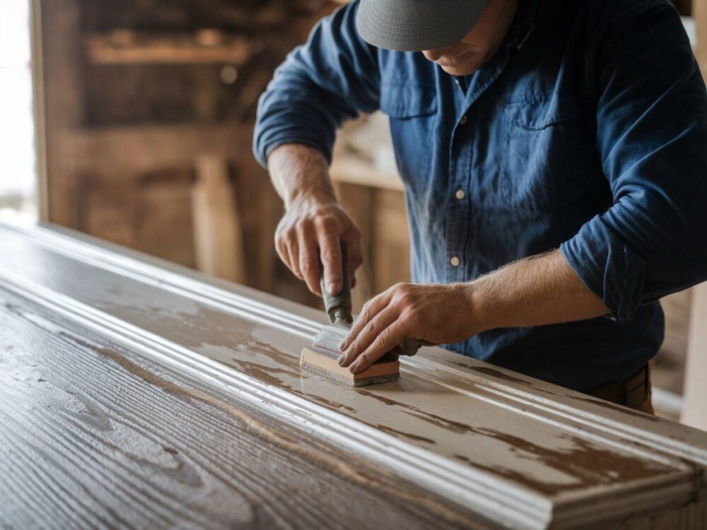 Zbliżenie na narzędzia do usuwania lakieru z drewna
