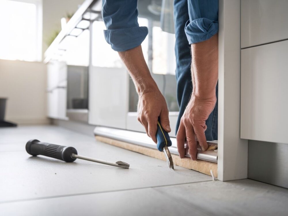 Zbliżenie na ręce trzymające śrubokręt podczas demontażu