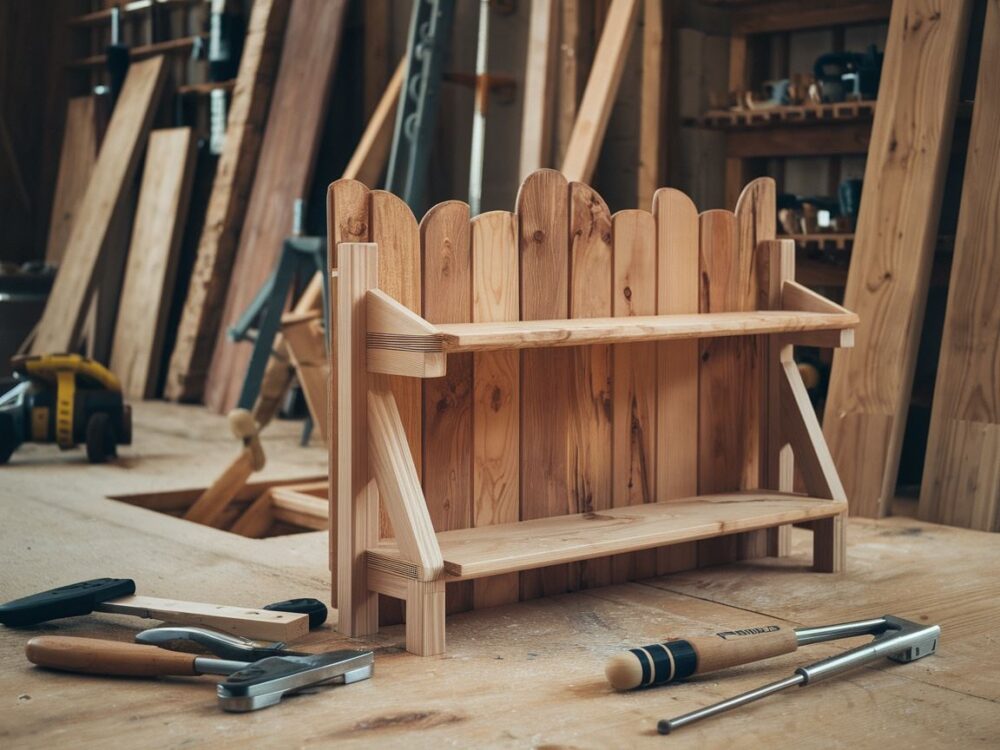 Zbliżenie na strukturę drewna w regale