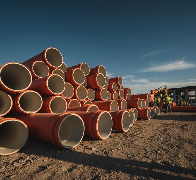 Rury kanalizacyjne przygotowane do realizacji instalacji wod-kan